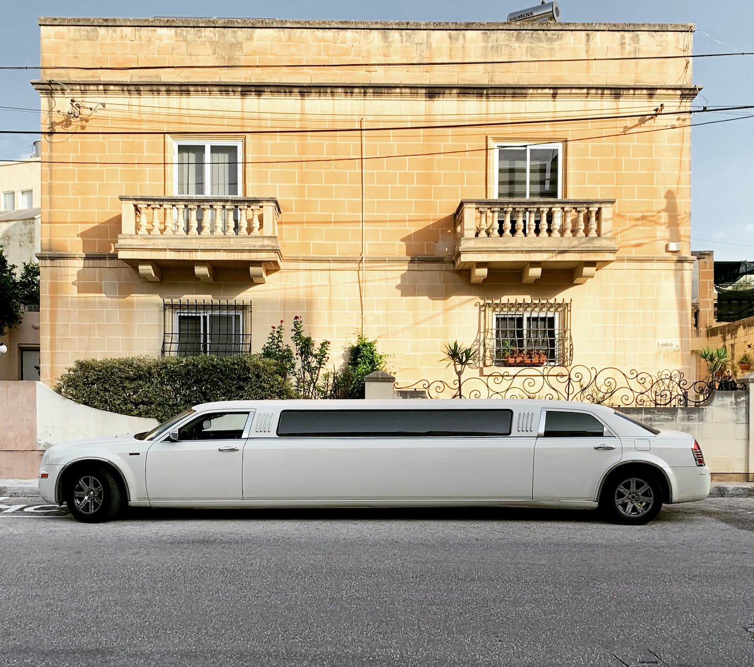 limousine on city street